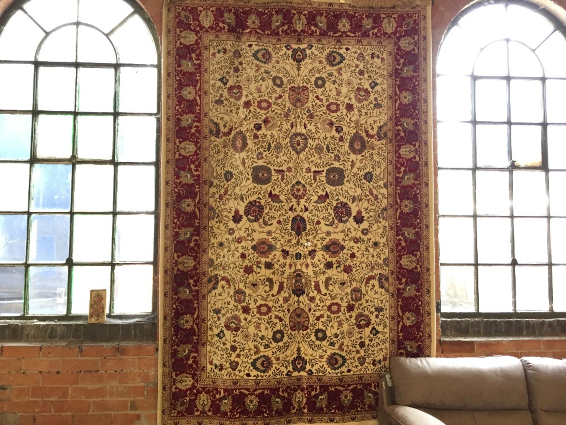 IVORY AND RED KASHMIR RUG