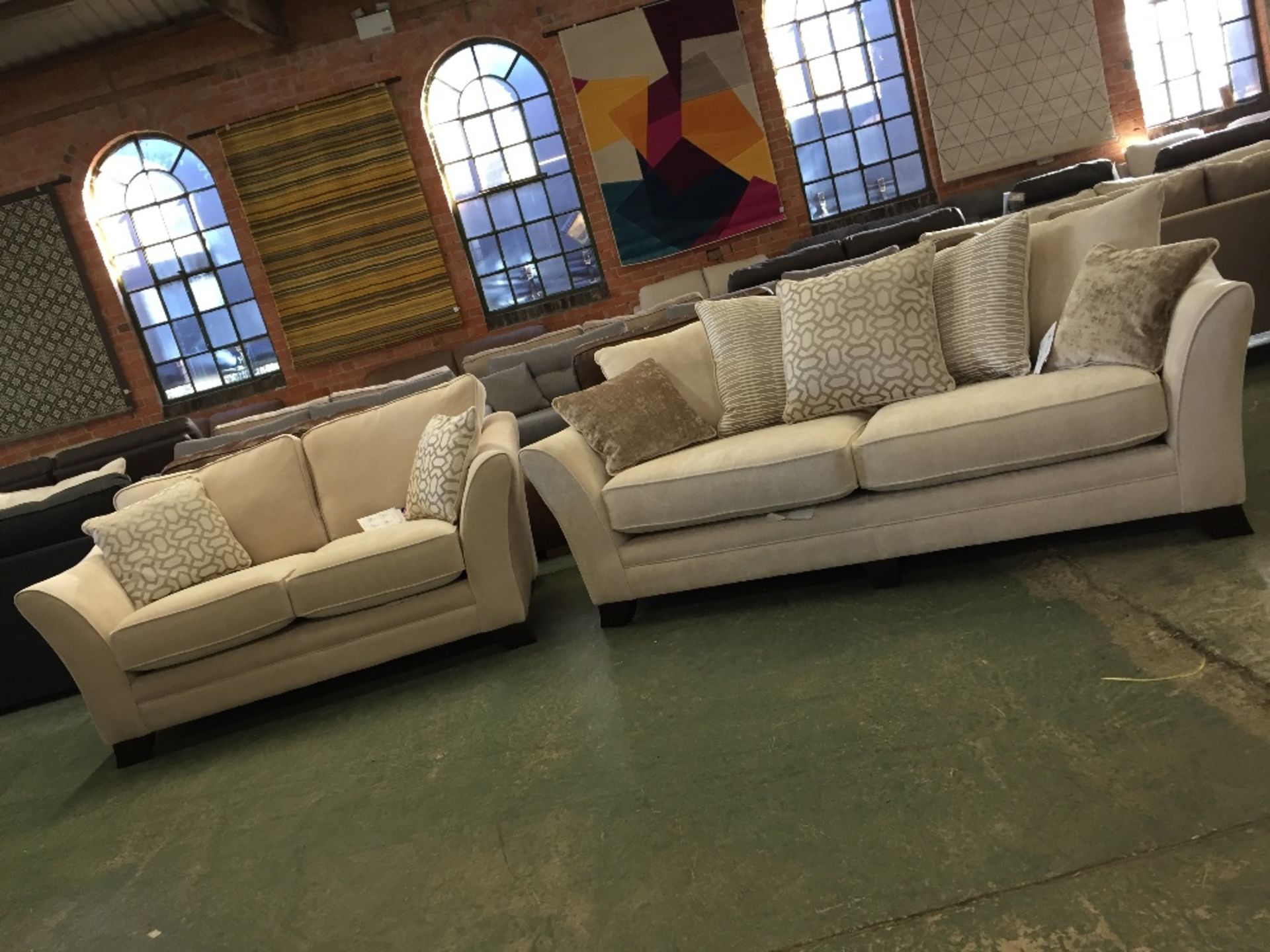 NATURAL 3 SEATER SOFA AAND 2 SEATTER SOFA (RIPPED