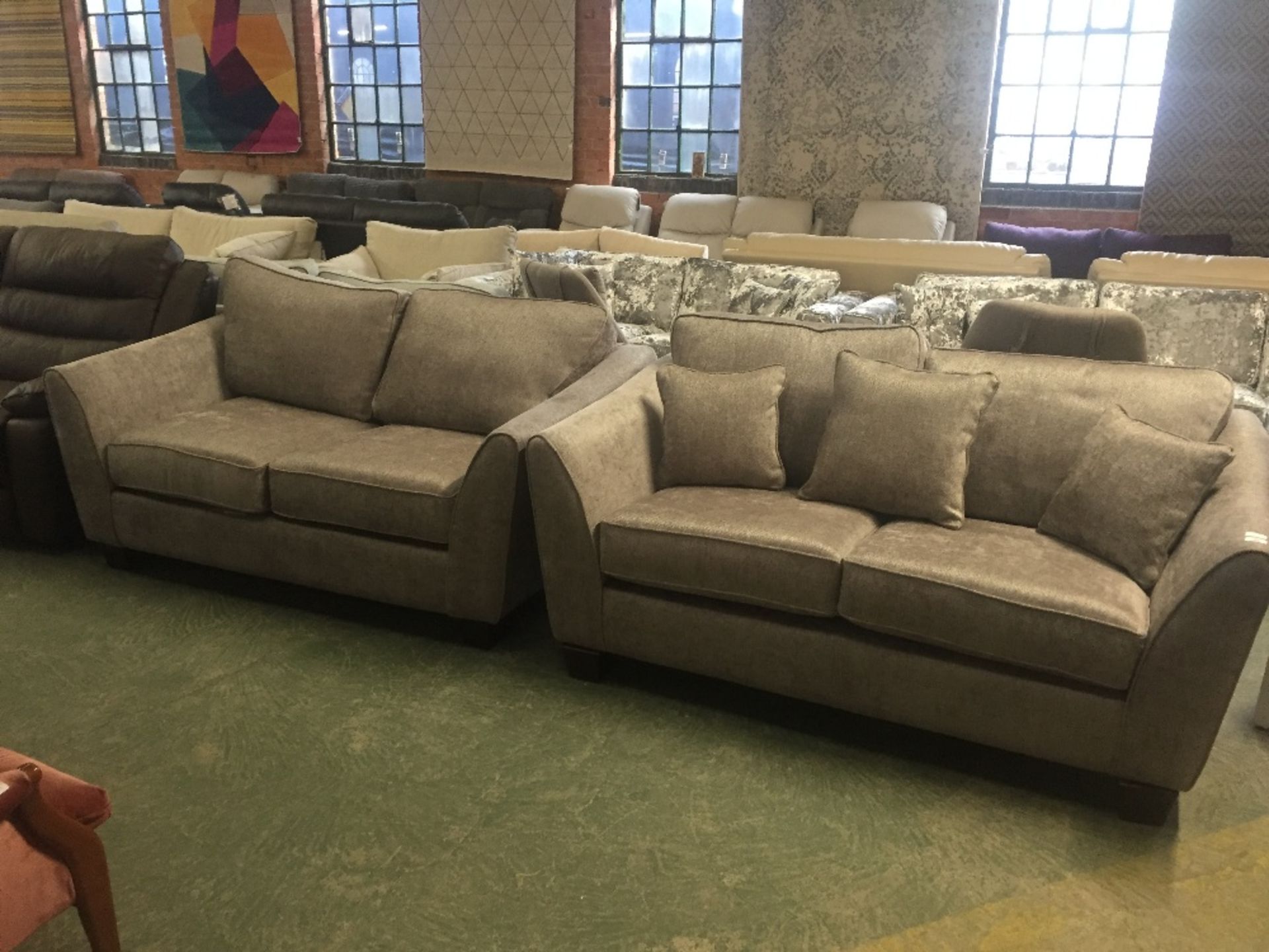 2 X GREY 2 SEATER SOFAS (368-23)