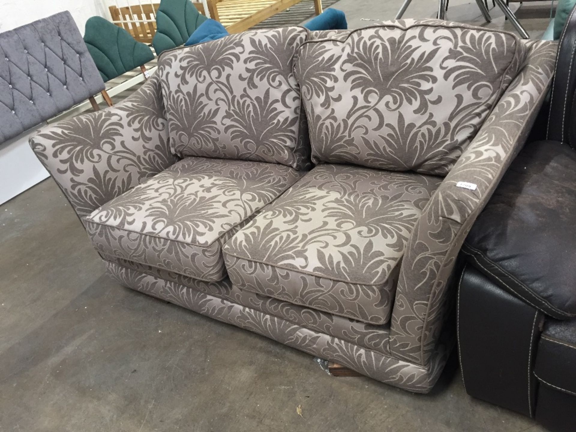 CHOCOLATE FLORAL PATTERNED 2 SEATER SOFA (INCORREC