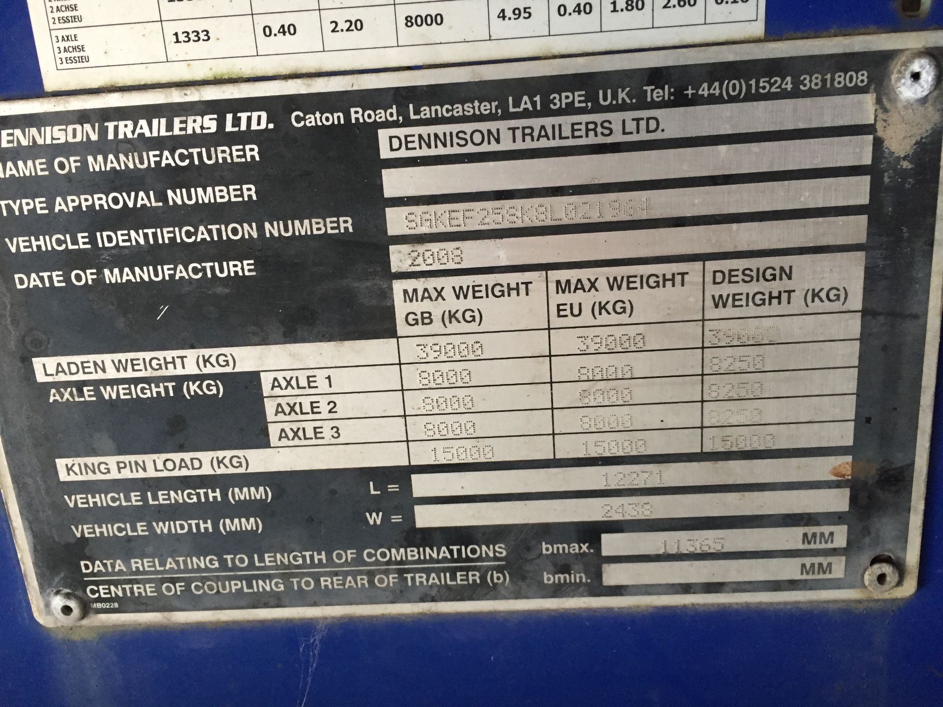 40Ft Dennison Artic Lorry Trailer - Year Of Manufacture 2008, Test Certificate Expired Early 2018 - Image 9 of 13