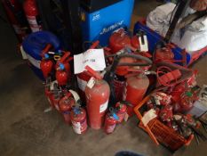 Quantity various fire extinguishers
