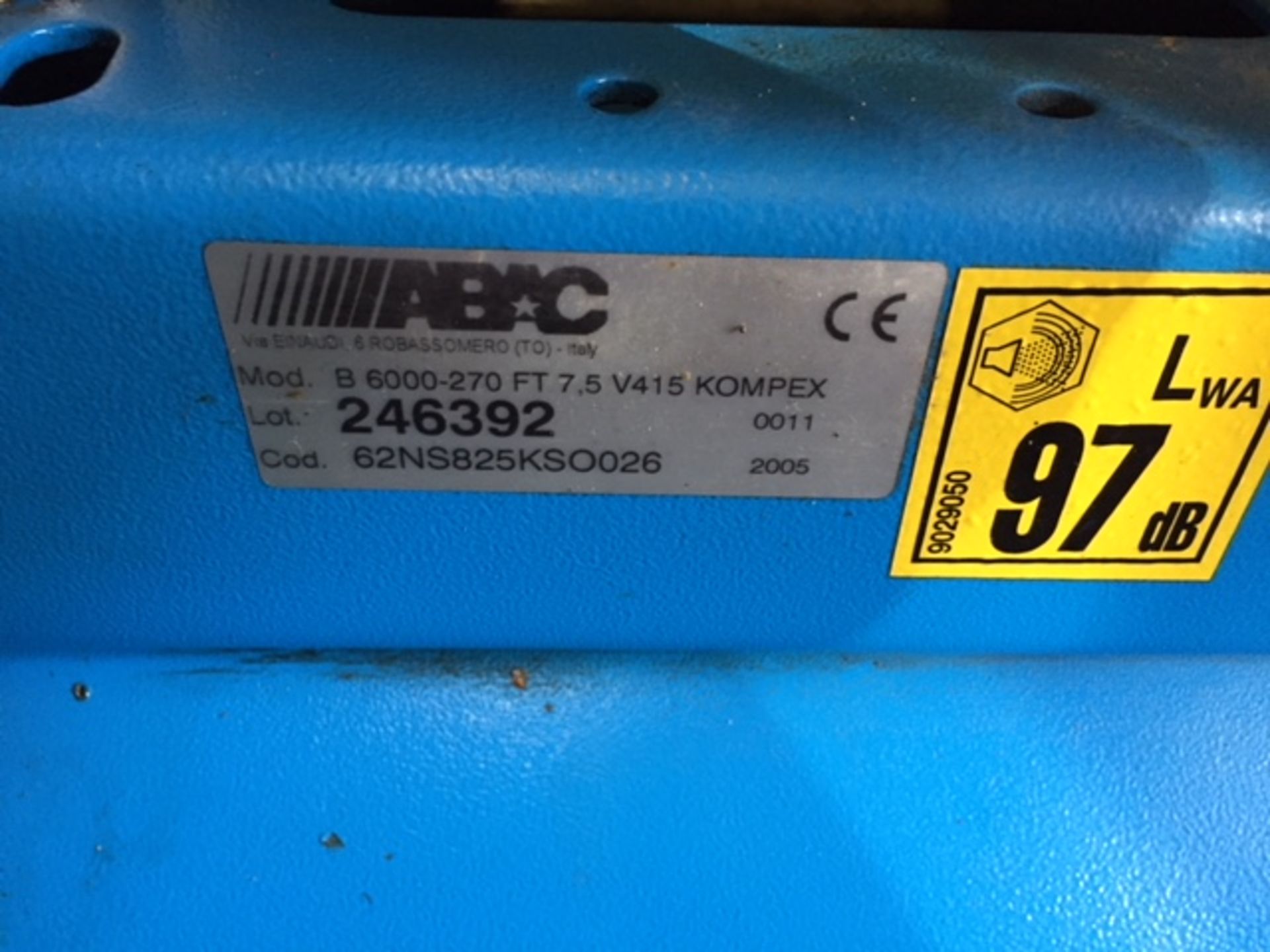 ABAC B630-270 / B6000-270 FT 7.5 V415 Kompex receiver mounted air compressor, Serial no. - Bild 3 aus 3