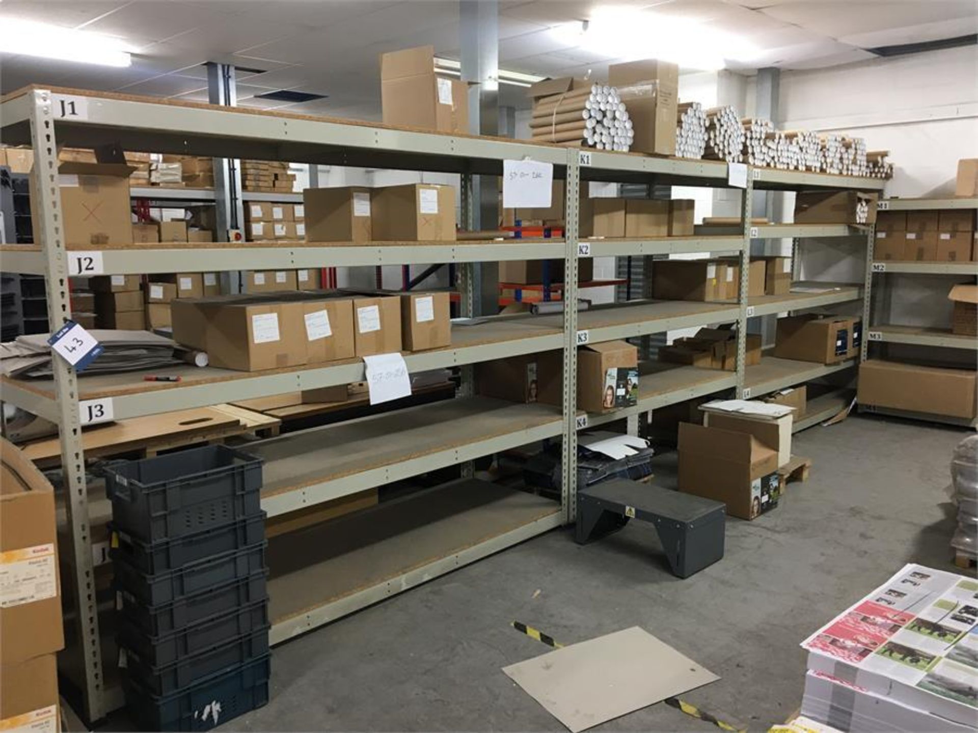 Eight bays of boltless stores racking, various (NB: excludes contents)