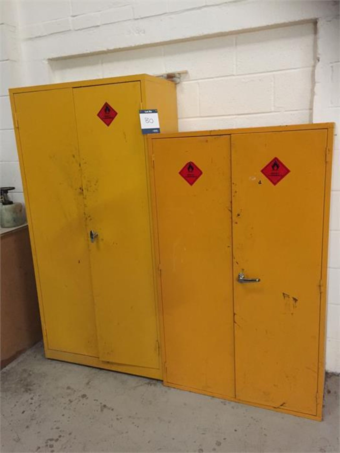 Two Steel 2 door hazardous storage cabinets