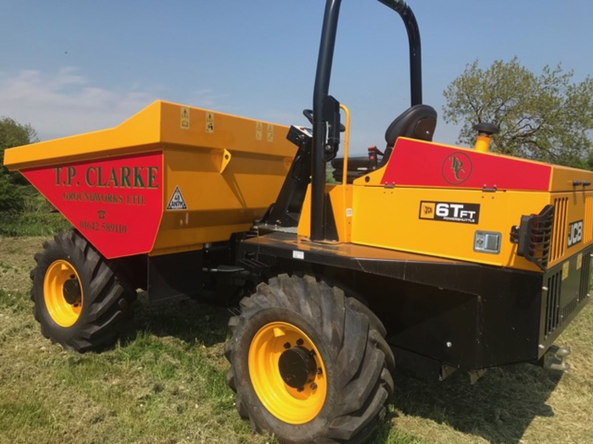 JCB model 6FT articulated dump truck, 2016, 2 recorded hours unused on site