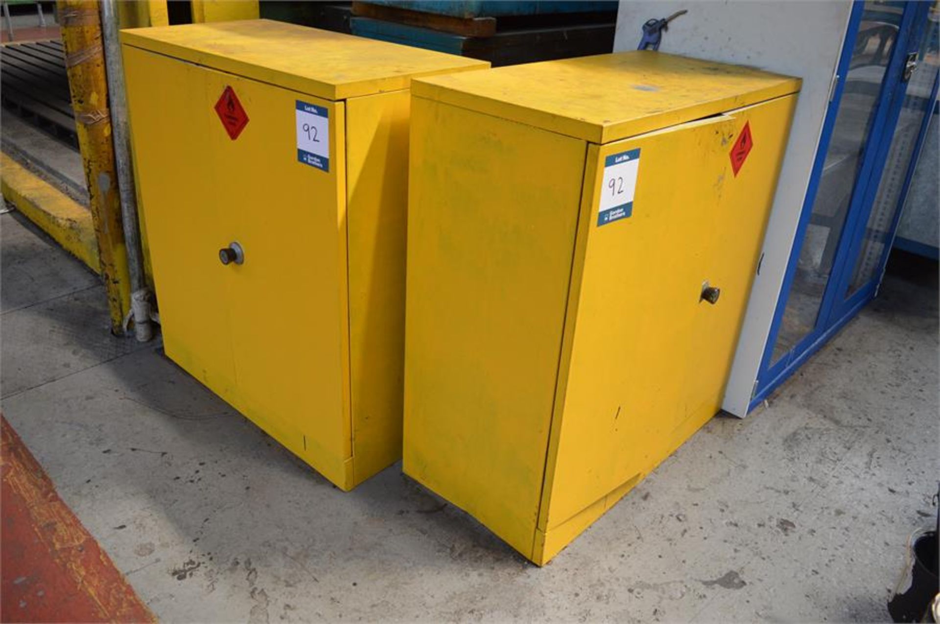 2 x steel flammables 2 door cabinets