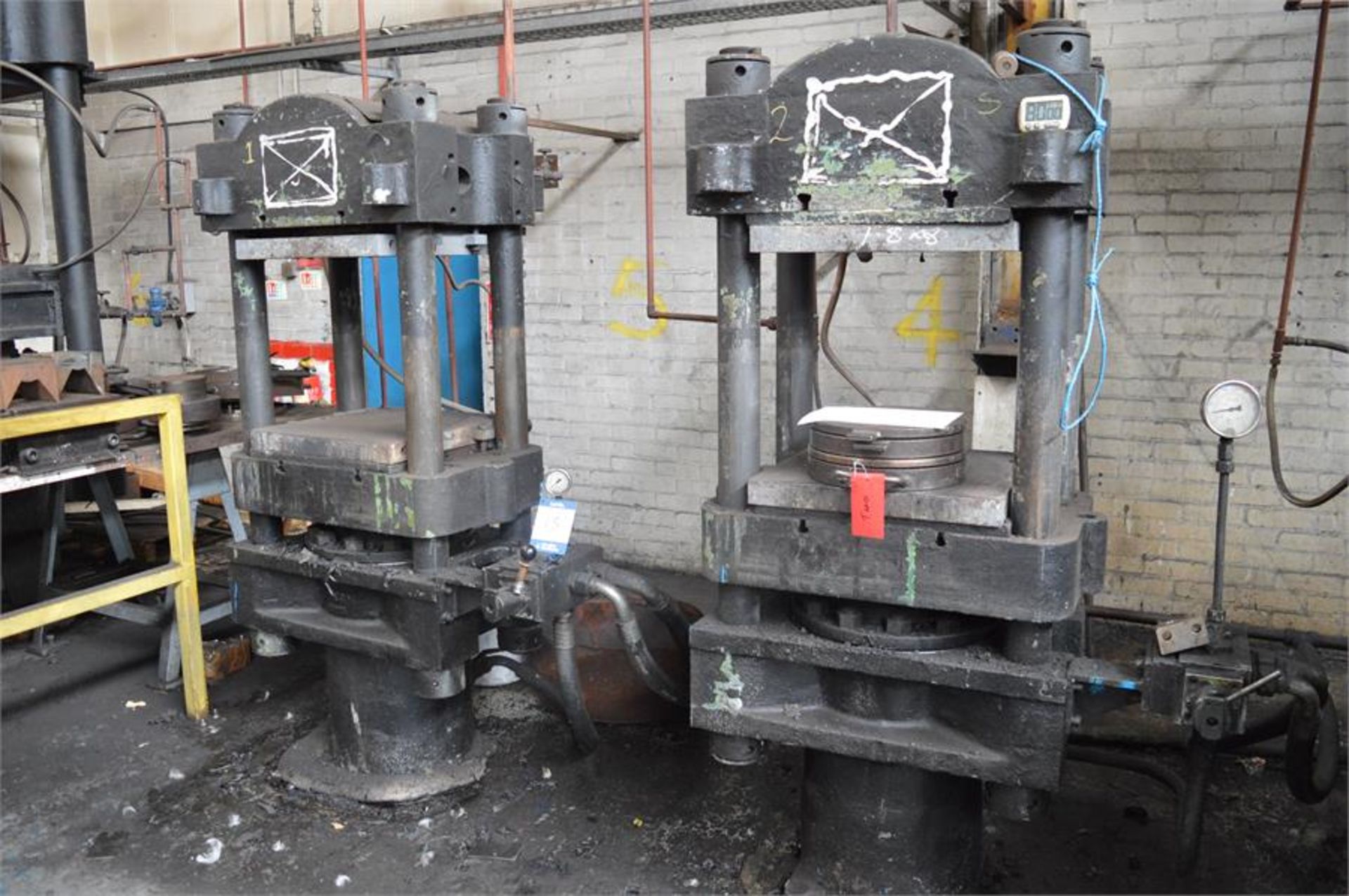 2 x Unbadged hydraulic upstroke platen presses, 20" x 20" steam heated platens with hydraulic - Image 2 of 2