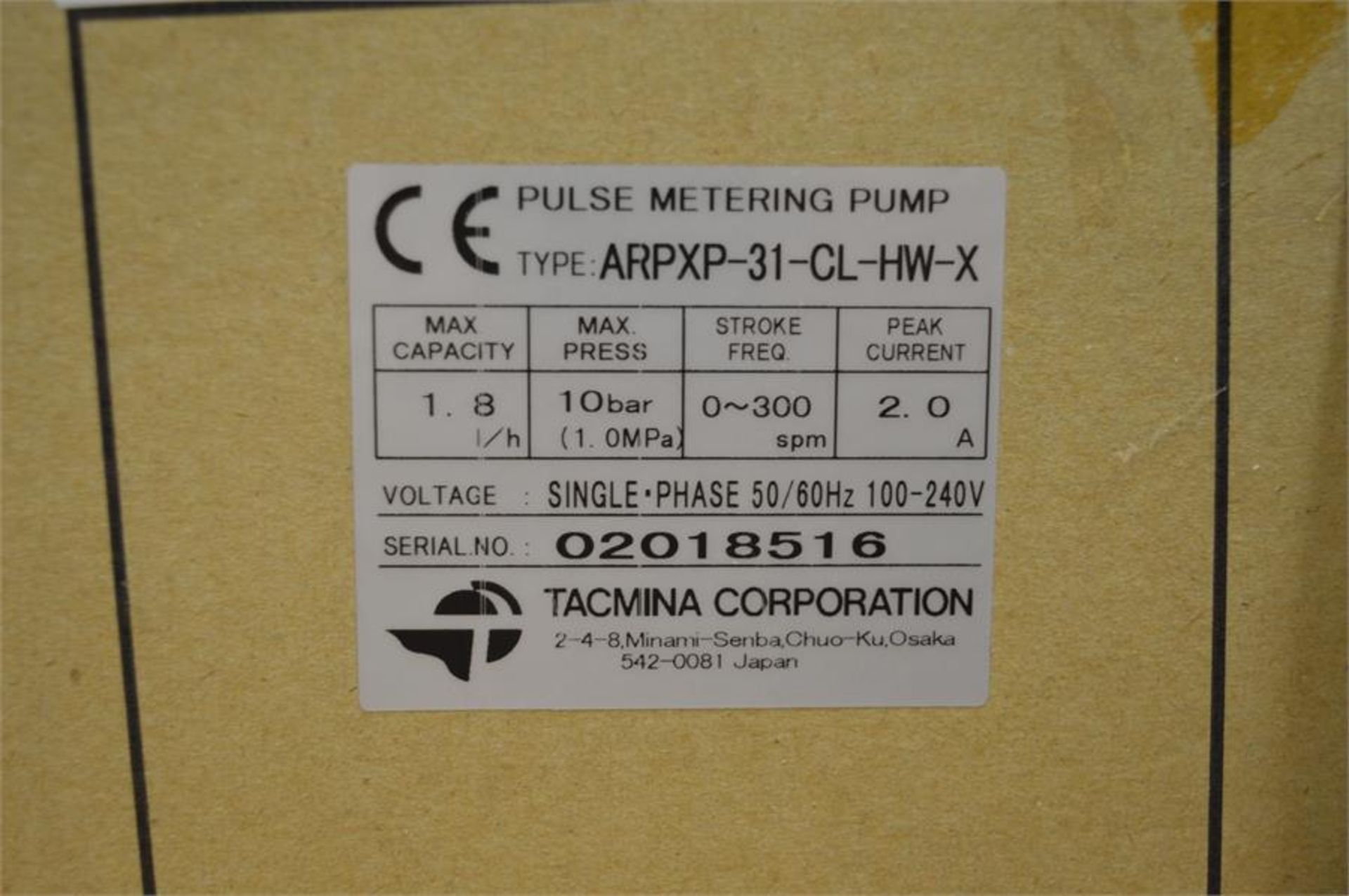 Tacmina, ARPX-31-CL-HW-X pulse metering pump (boxed/opened) - Image 2 of 2