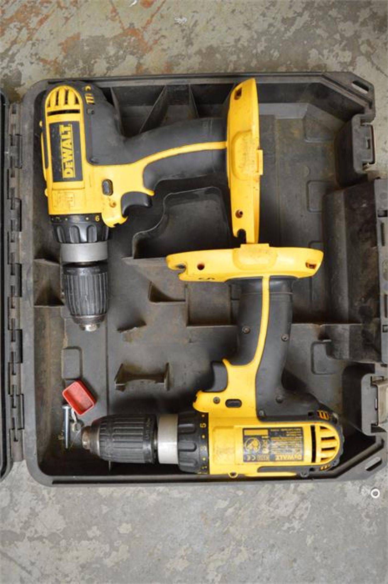 2 x Dewalt DC725 18v cordless drills with single carry case (no batteries)