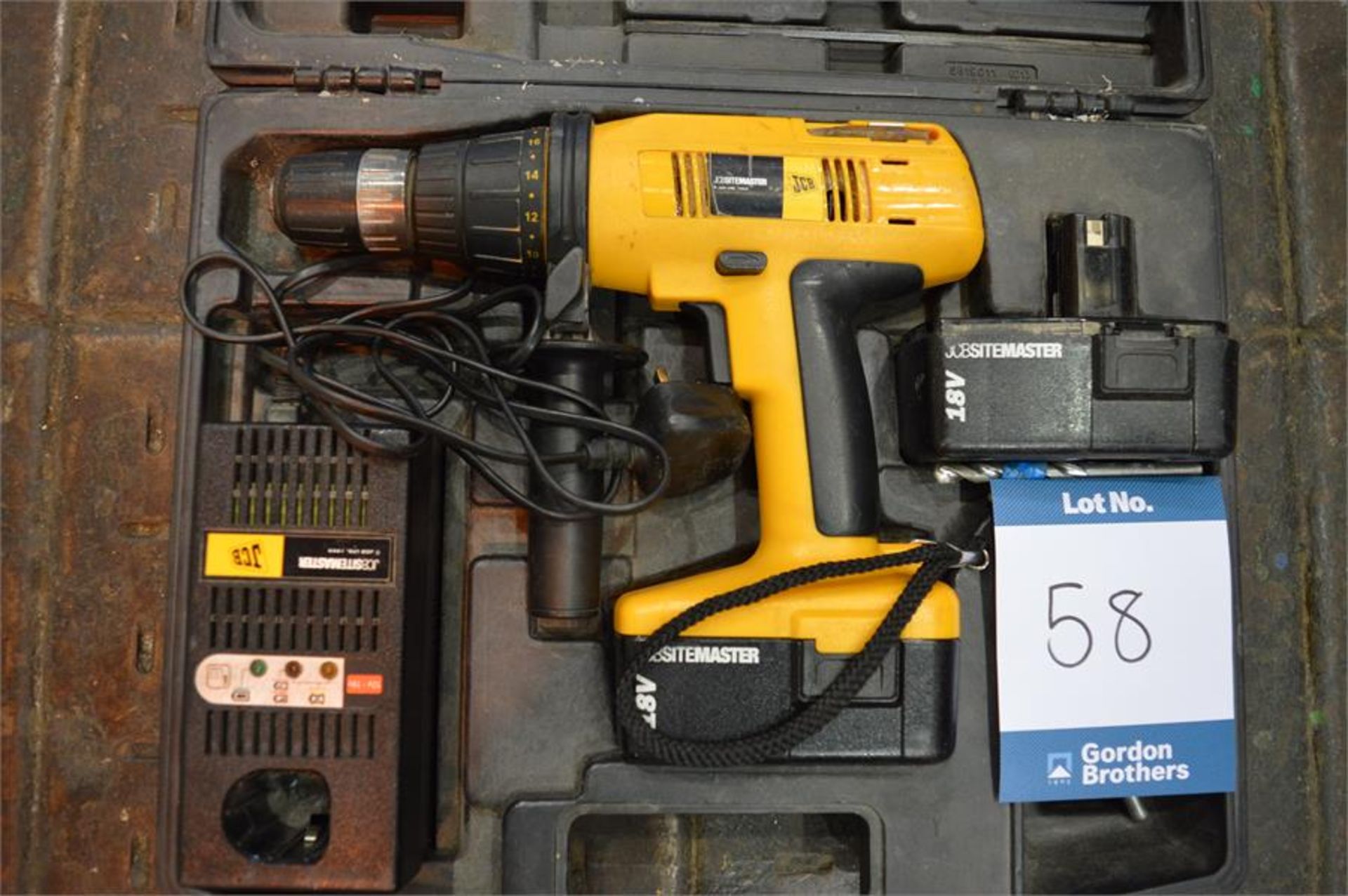 JCB, Site Master, JCBS-18CDC 18v cordless drill, Serial No. PD07435 with spare 18v battery,