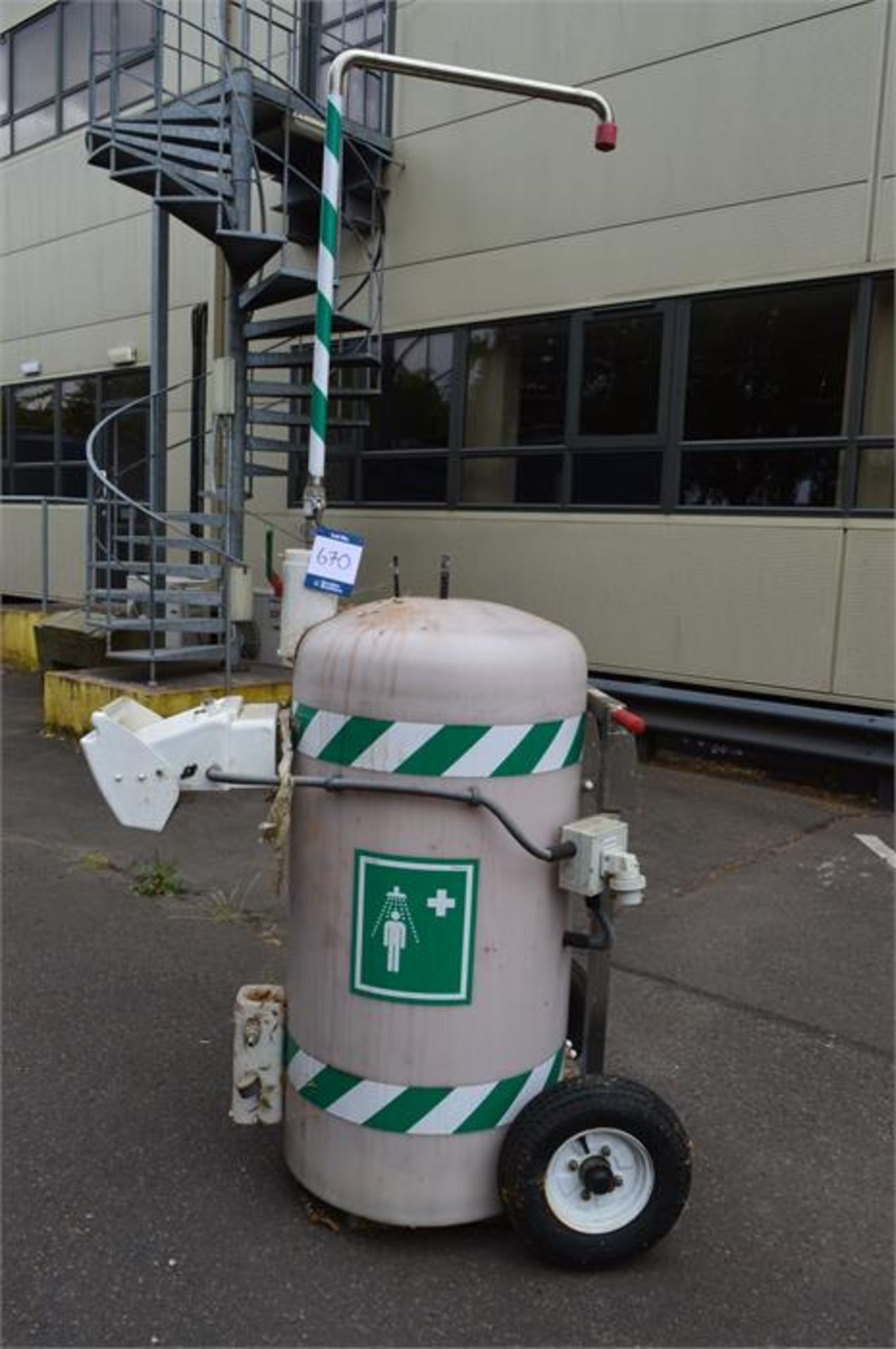 Emergency Shower Company, mobile emergency shower, Item No. E905730/03 comprising trolley;