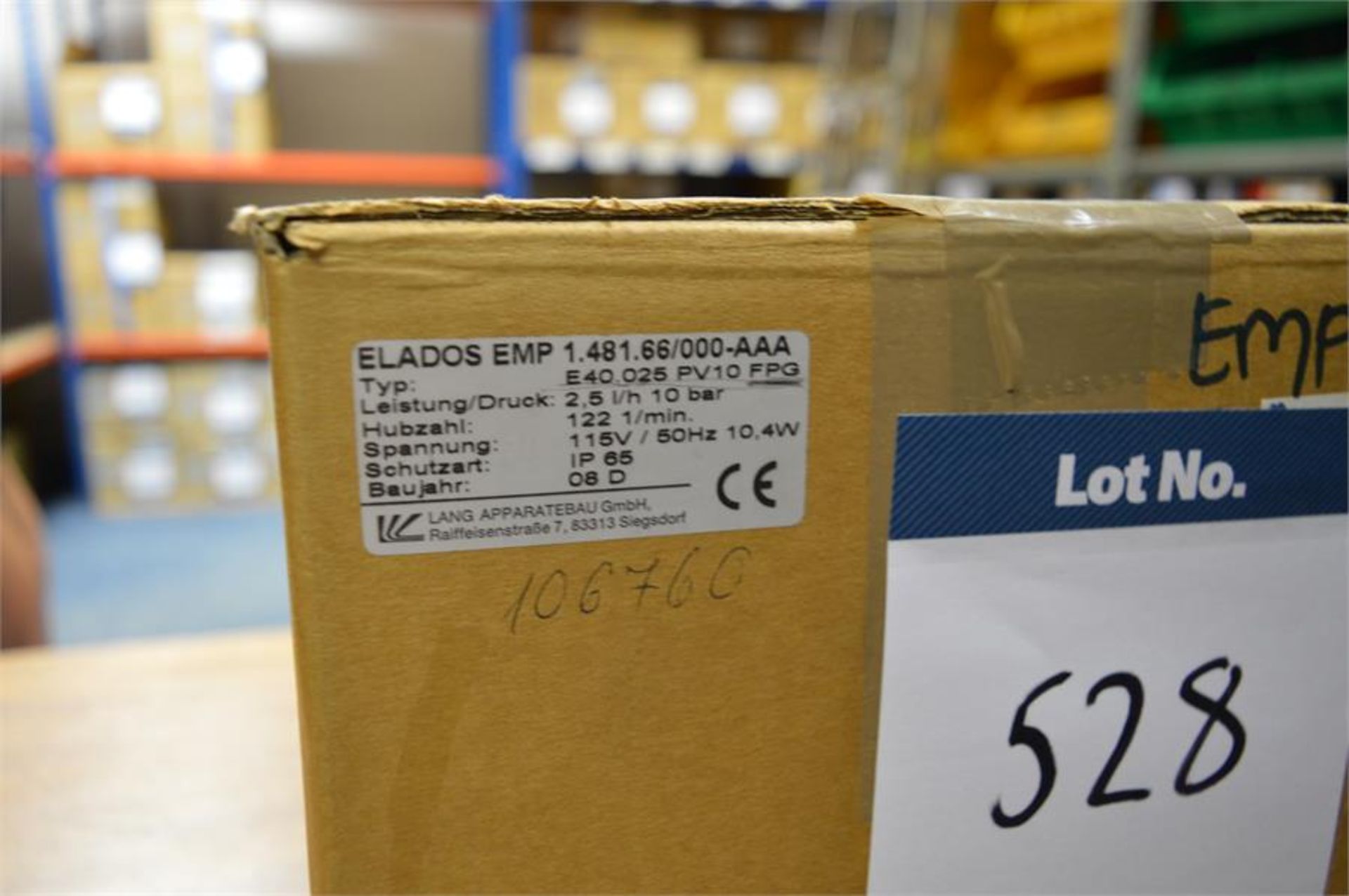 Ecolab, Elados EMP II E40 diaphragm metering pump, capacity 2.5 L/H/10 bar (boxed/possibly opened - Image 2 of 2