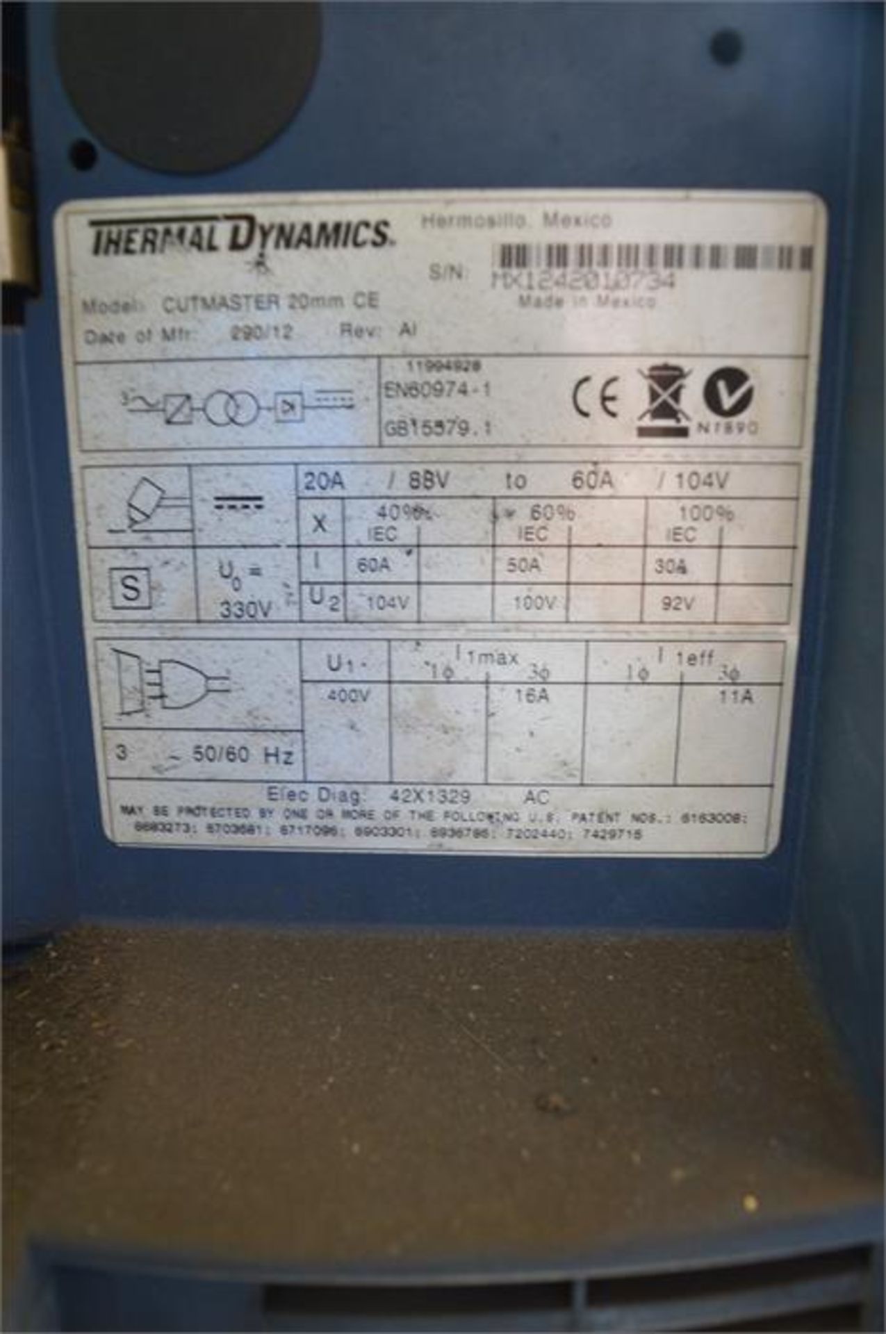 Thermal Dynamics, 20mm Cutmaster plasma cutter, Serial No. MX1242010734 (2012) - Image 2 of 2