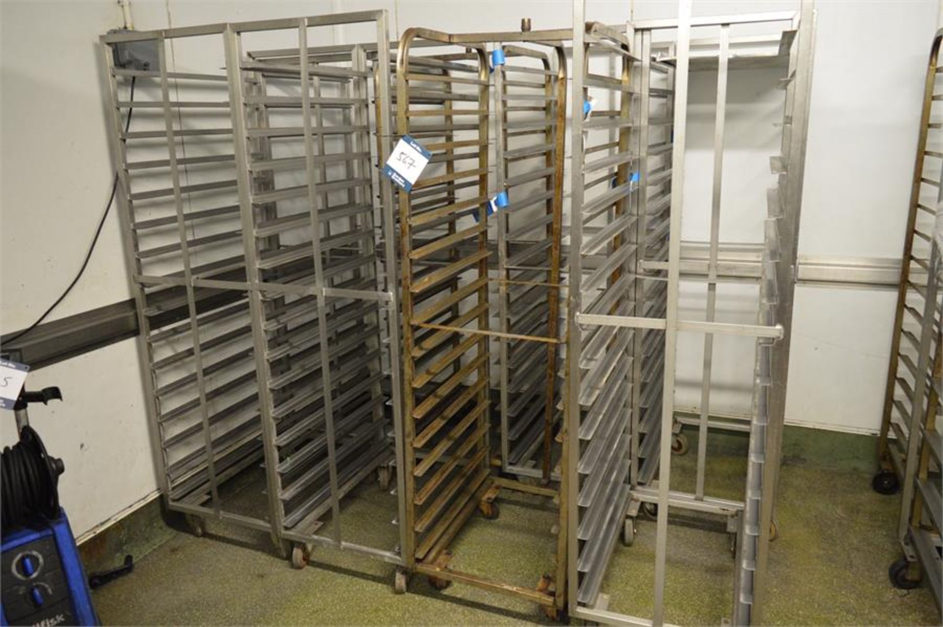 8 x mobile baking trolleys, no trays, as lotted (Located at Continental Patisserie, Newport)