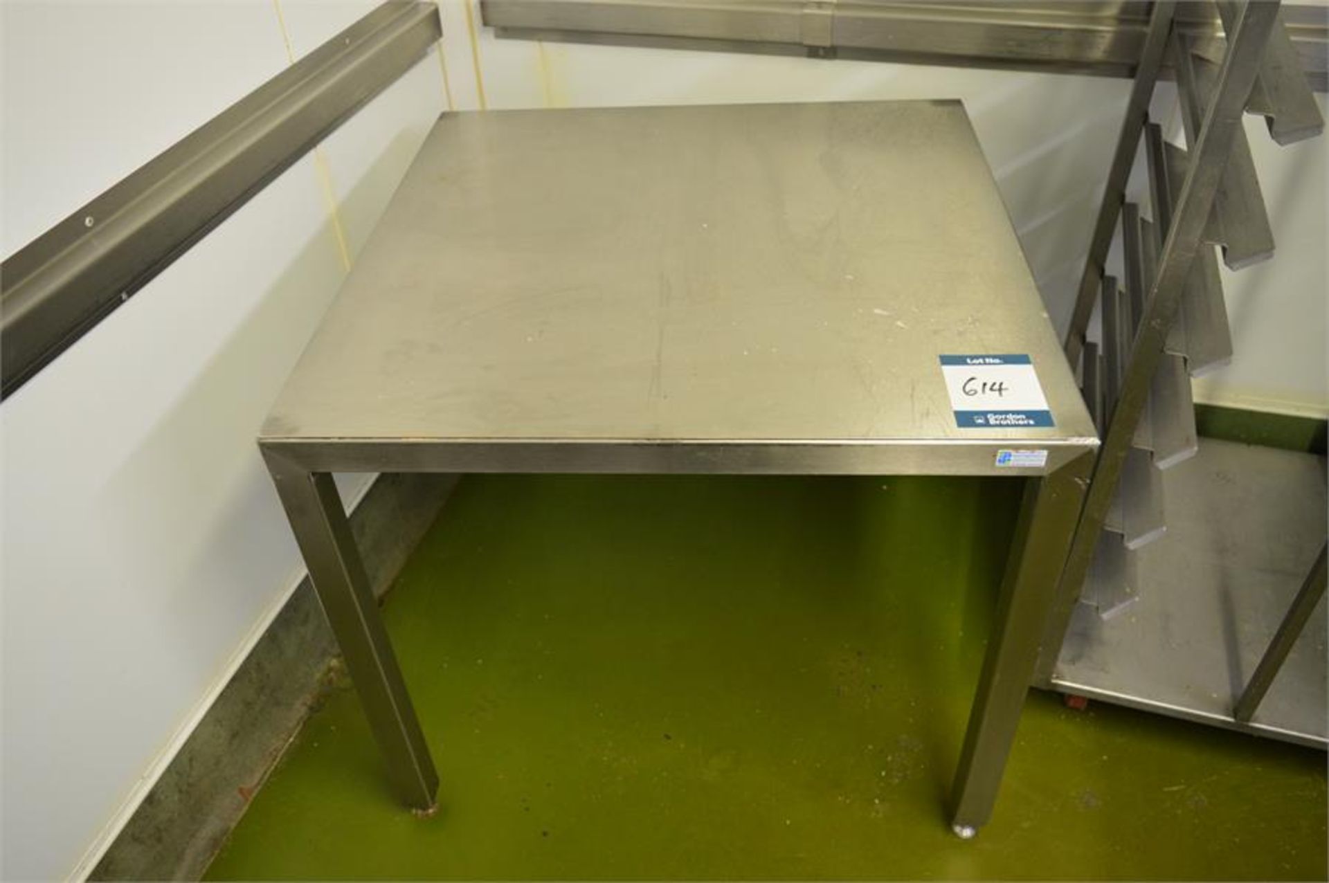 Static, stainless steel prep table, 0.90m (w) x 0.90m (d) x 0.80m (h) (Located at Continental