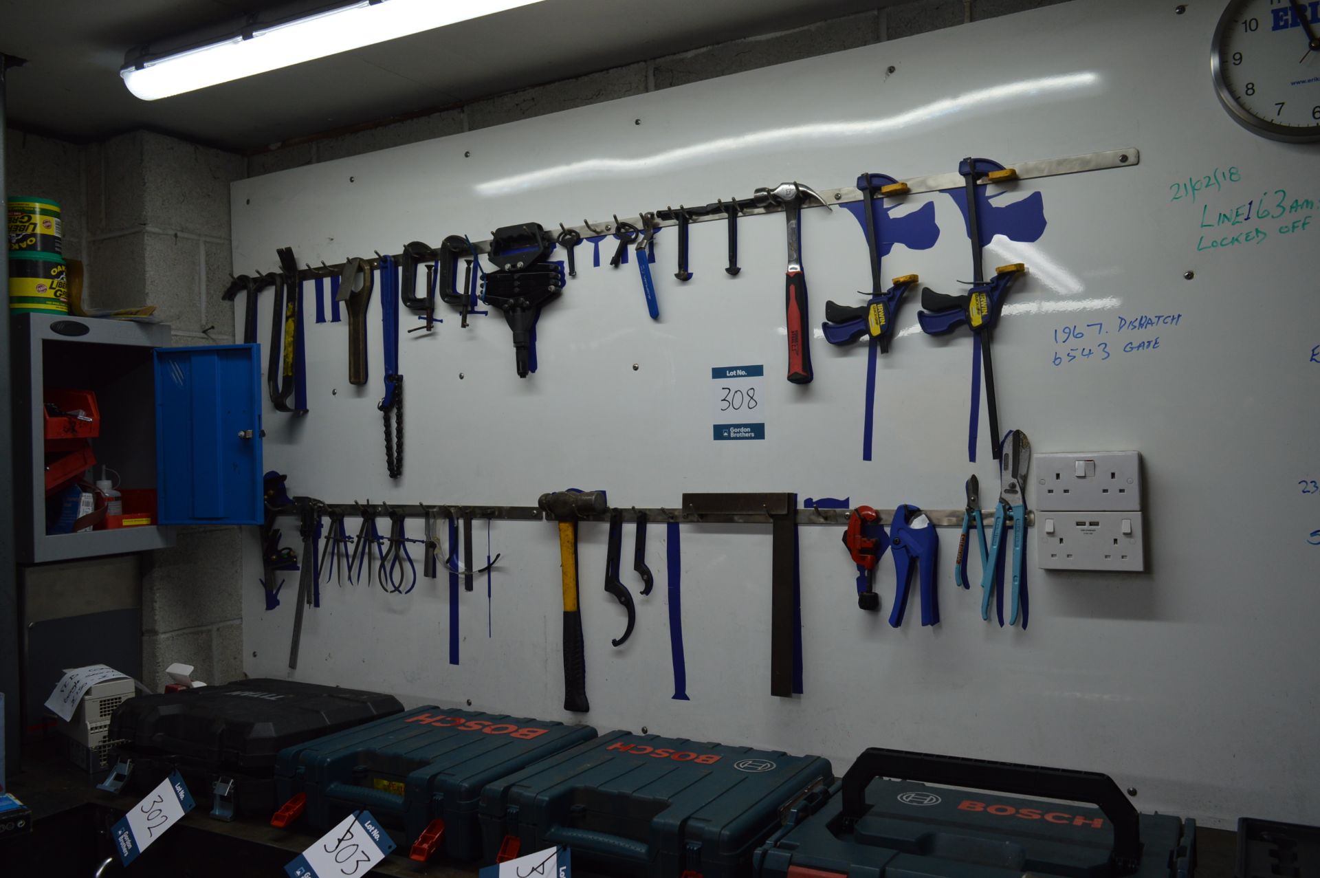 Assorted small hand tools including spanners, files, wrench, grips, hammers, etc (Located at - Bild 2 aus 2