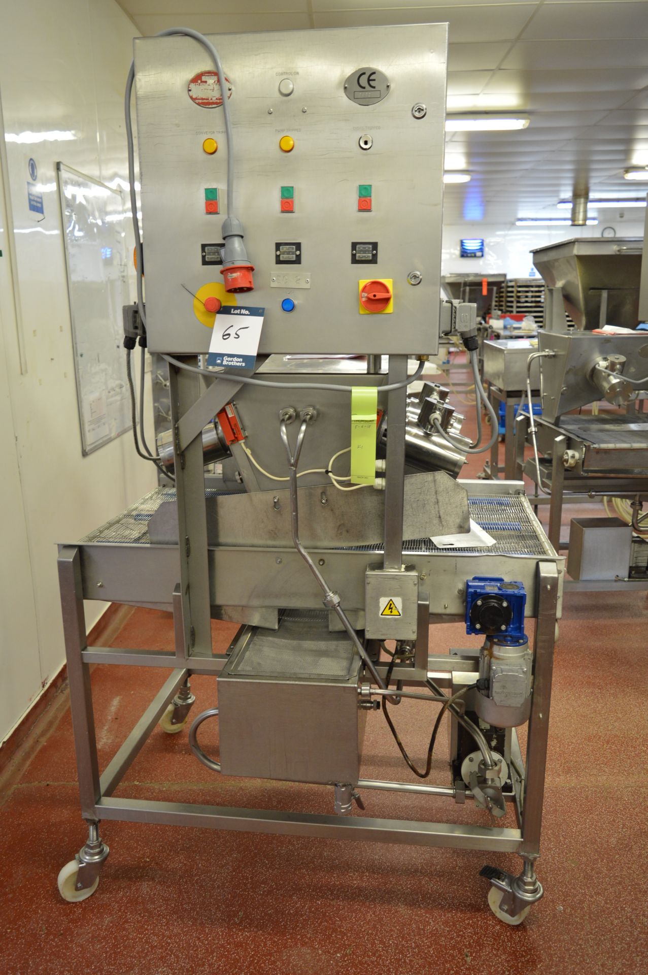 Saturn Spraying Systems, Discmaster DN2T, two disc spray machine with wire belt conveyor, Serial No.