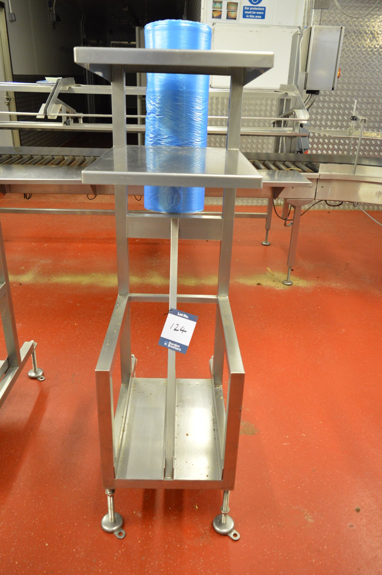 Stainless steel flow wrap dispensing stand (Located at Crantock Bakery, Newquay)