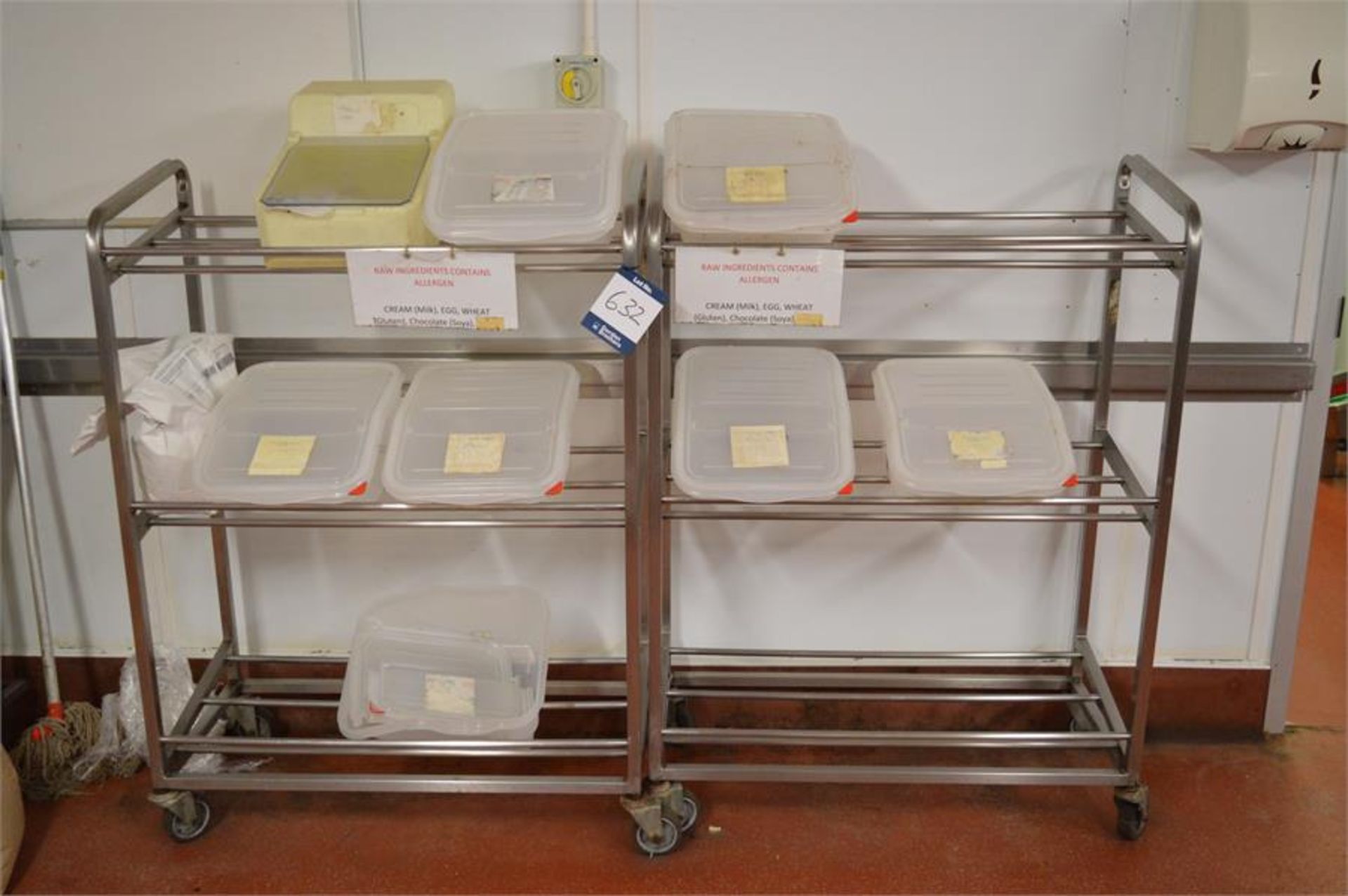 2 x three tier, mobile storage shelves (Located at Continental Patisserie, Newport)
