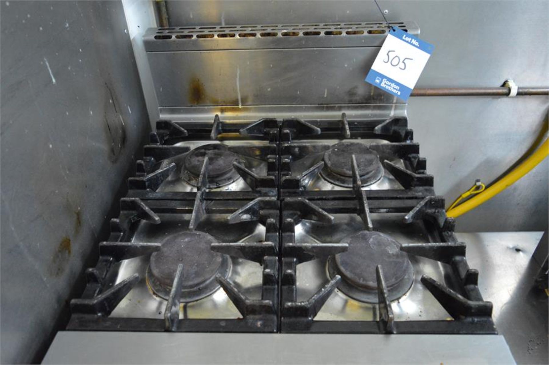 Make unknown, stainless steel, four hob gas burner (Located at Continental Patisserie, Newport) - Bild 2 aus 3