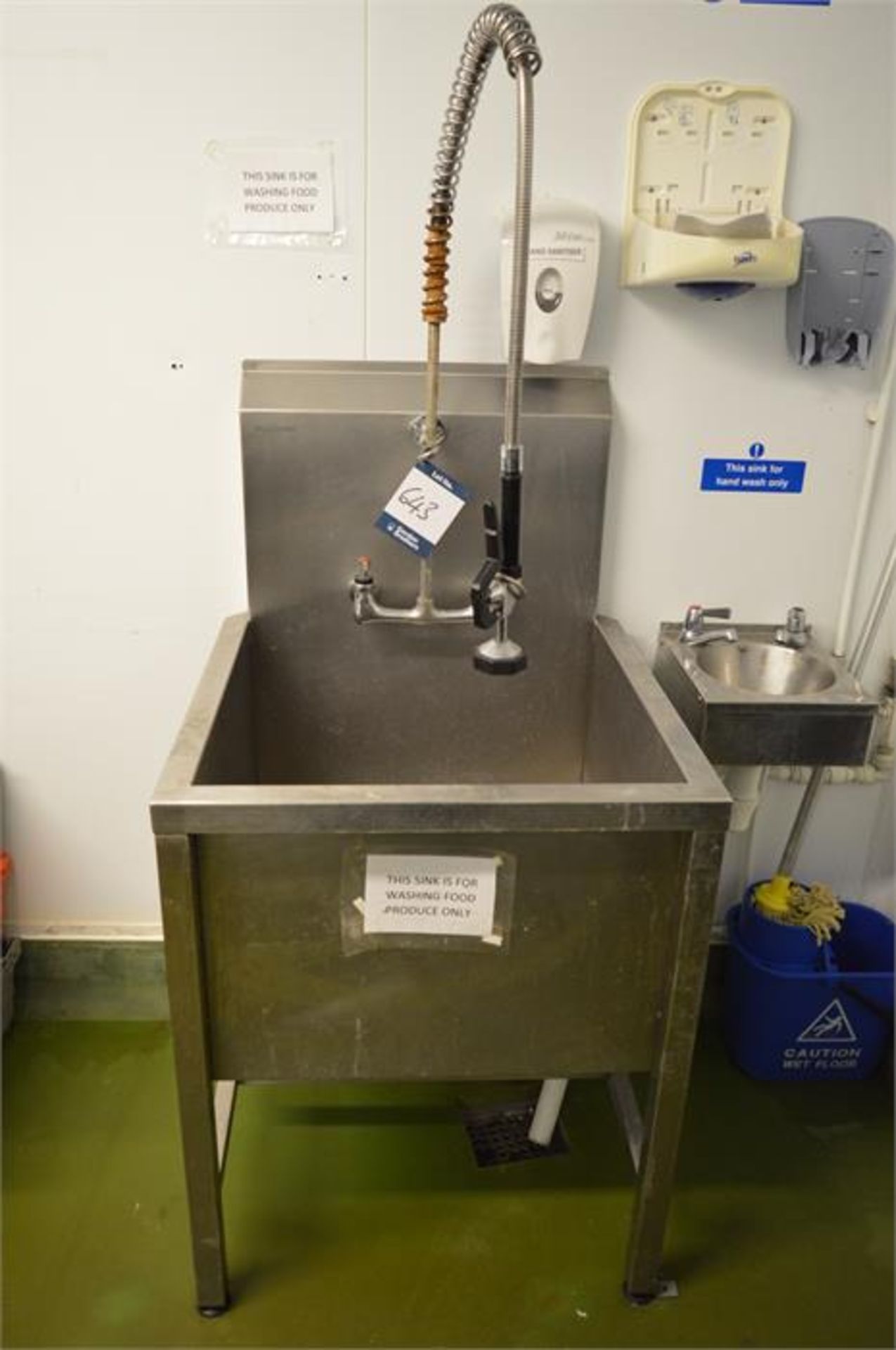 Stainless steel single basin sink unit (Located at Continental Patisserie, Newport)