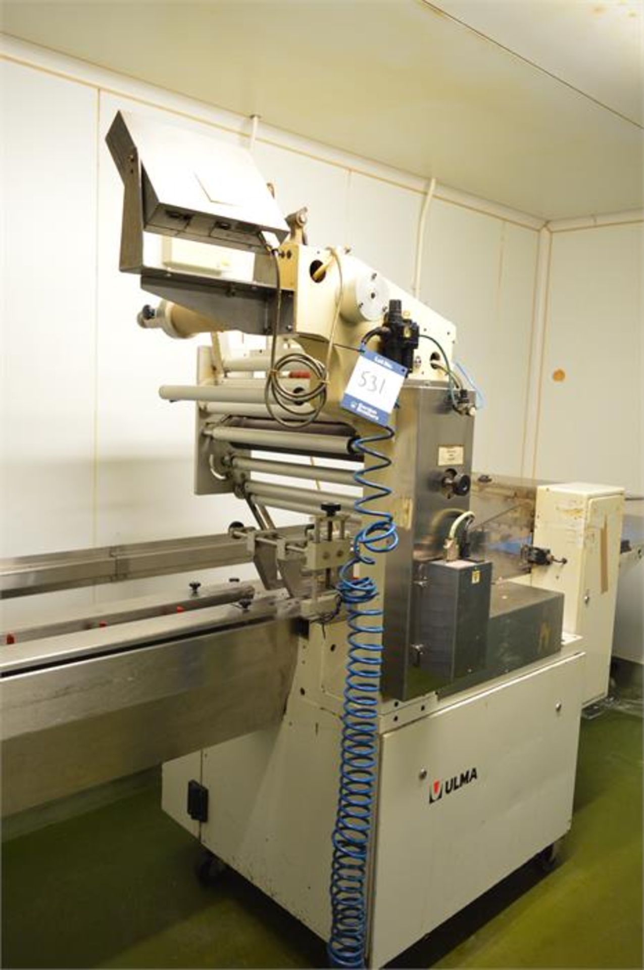 Ulma, Model P500, flow wrap machine, Serial No. 1121 (1995) - fault with printer (Located at - Bild 3 aus 8