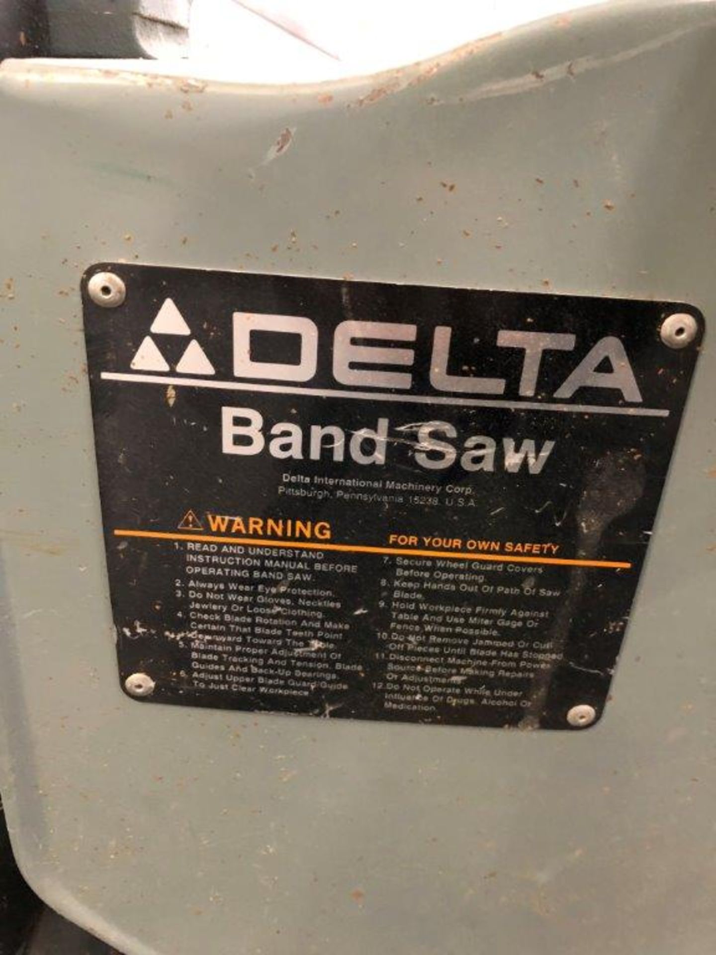 DELTA BAND SAW, mod: 62-008, 115/230 V, 9.4/4./ A, 3/4 HP, 3725 RPM - Image 2 of 10