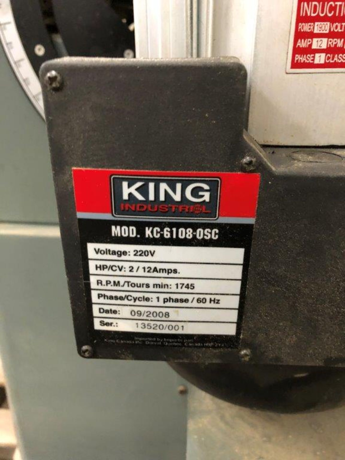 KING OSCILLATING BELT SANDER, mod: KC-6108-ESC, 220 V, 12 A, 2 HP, - Image 6 of 12