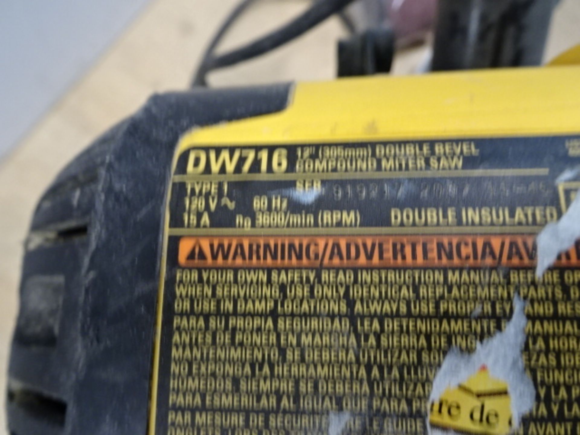 Scie à onglets "Dewalt" DW716 double bevel meter saw - Image 2 of 2