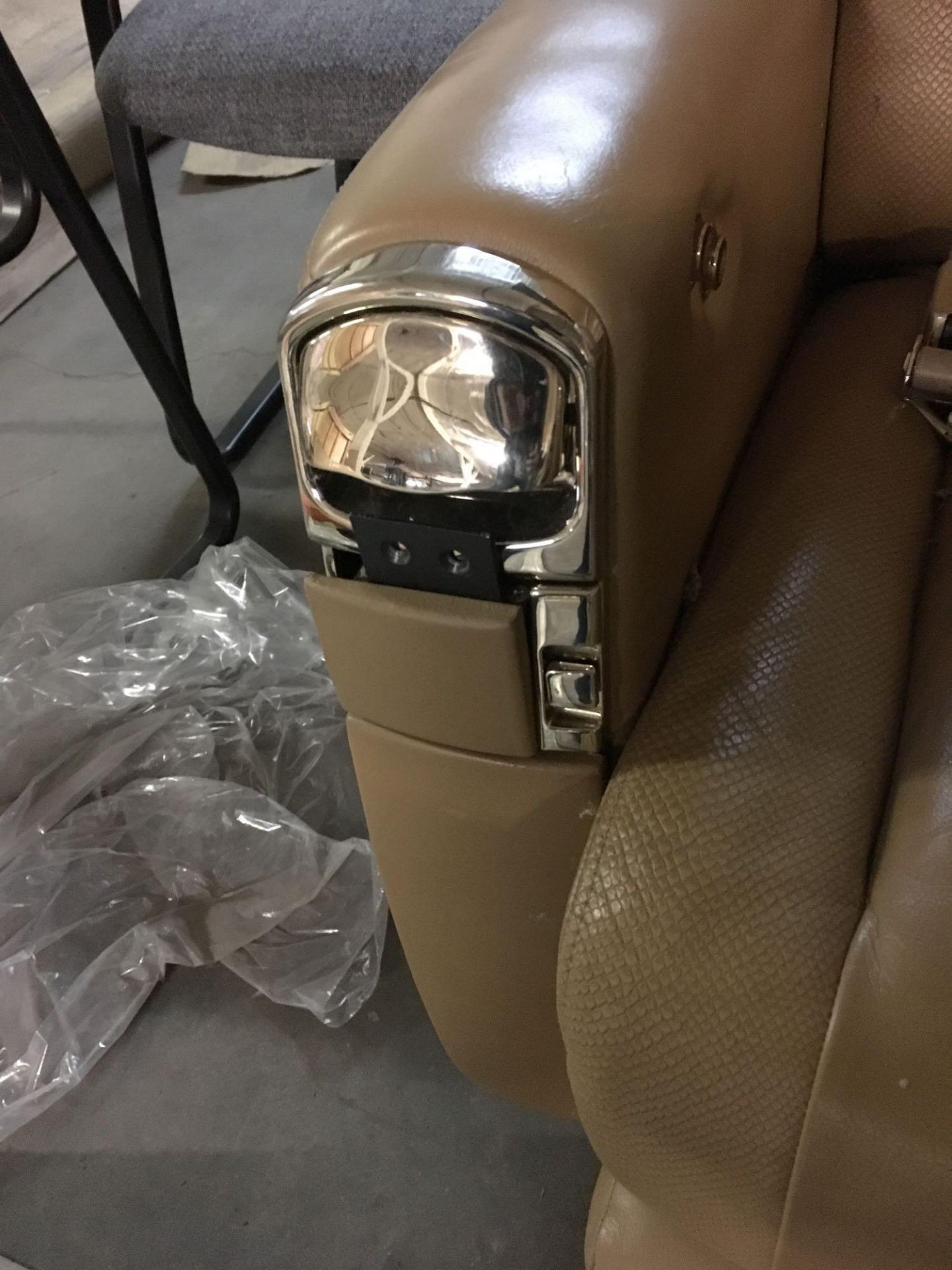 Tan Leather Airplane Bucket Seat - Image 9 of 9