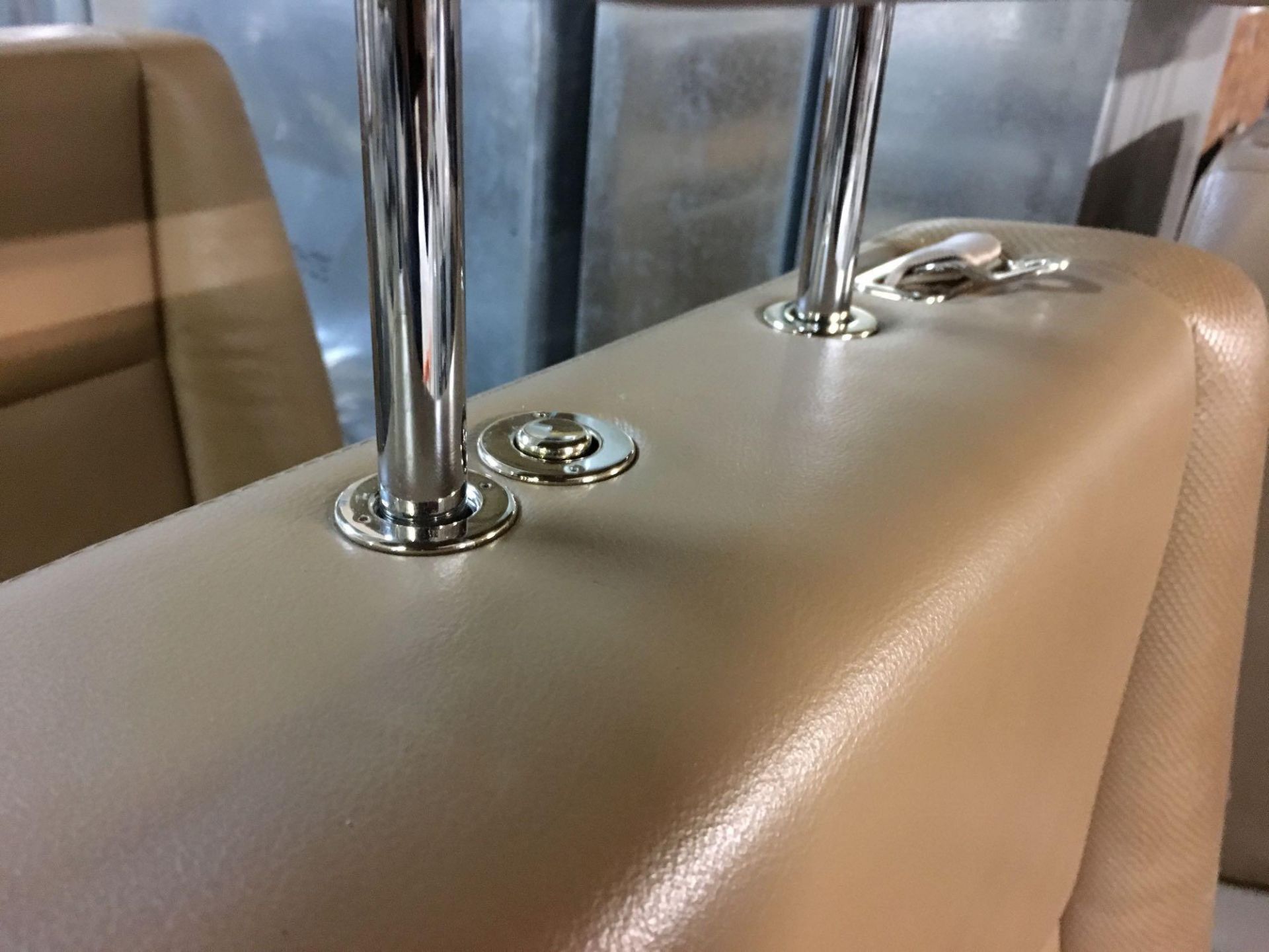 Tan Leather Airplane Bucket Seat - Image 5 of 9