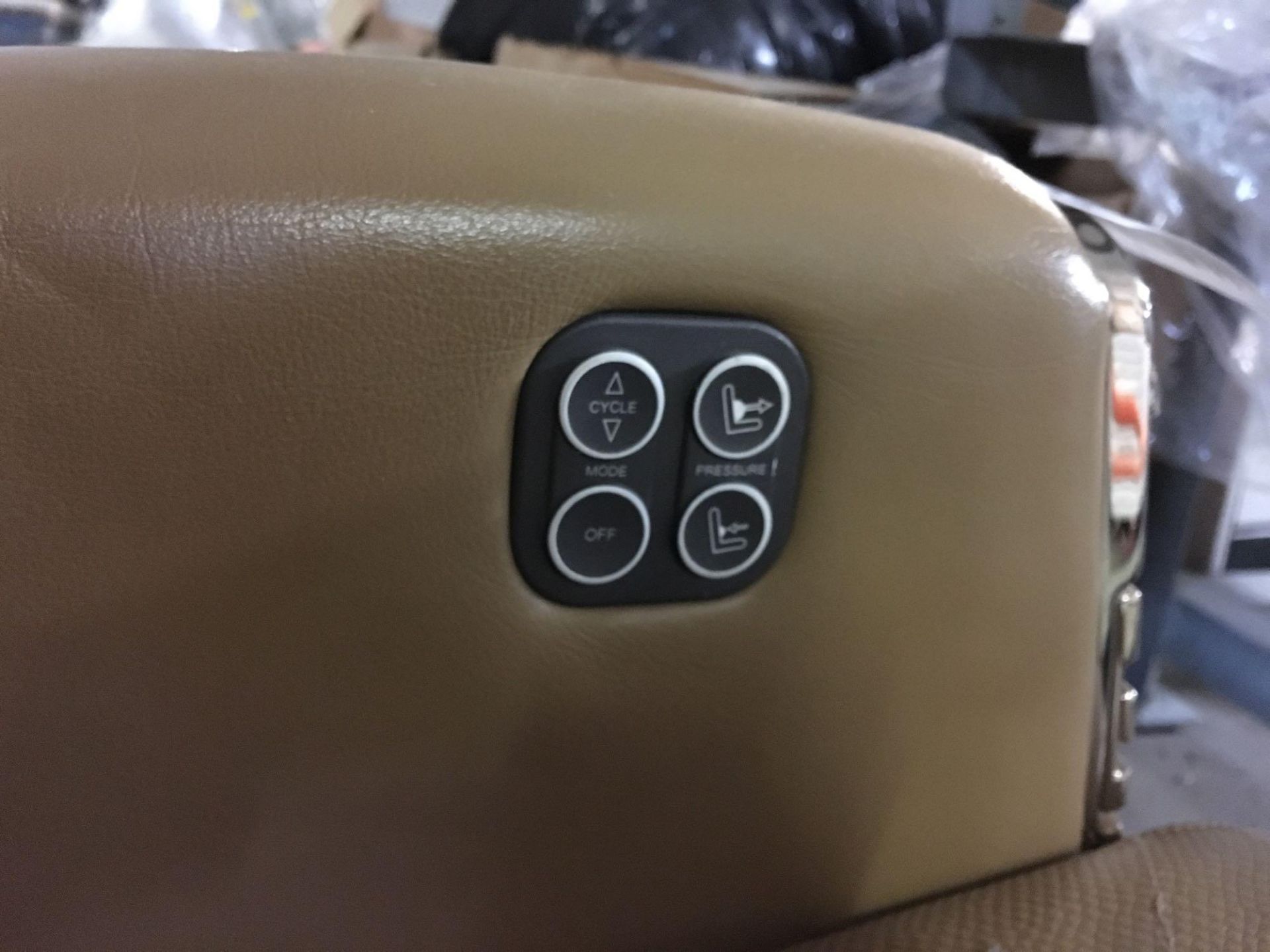 Tan Leather Airplane Bucket Seat - Image 7 of 9