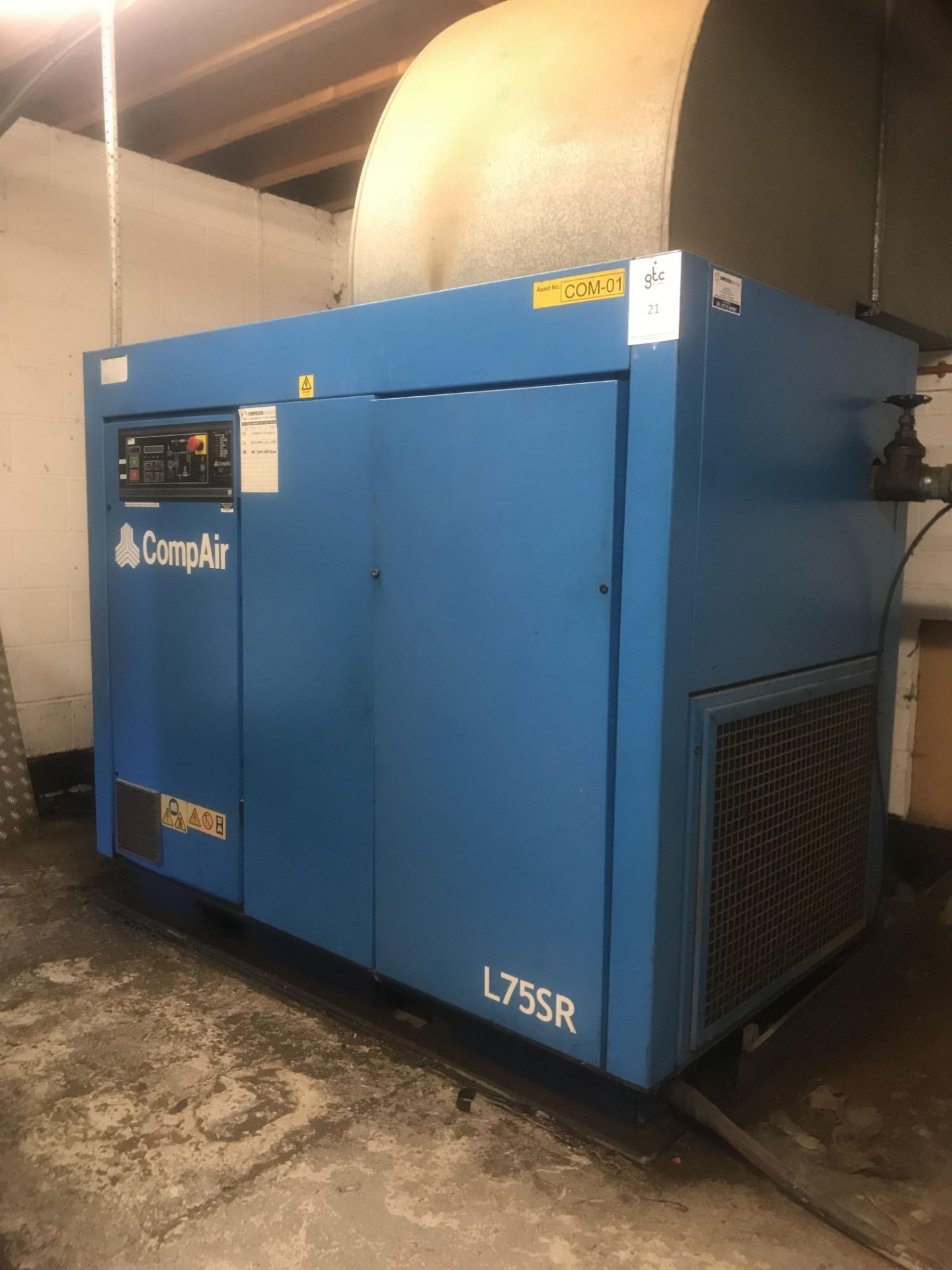 Comp Air, model number L75SR packaged air compressor, 87Kw, 13 bar, serial number F170-1004 (2002) -