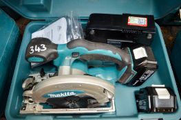 Makita 18v cordless circular saw c/w 2 batteries, charger & carry case A636309