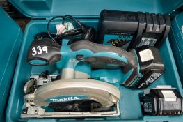 Makita 18v cordless circular saw c/w 2 batteries, charger & carry case A636317