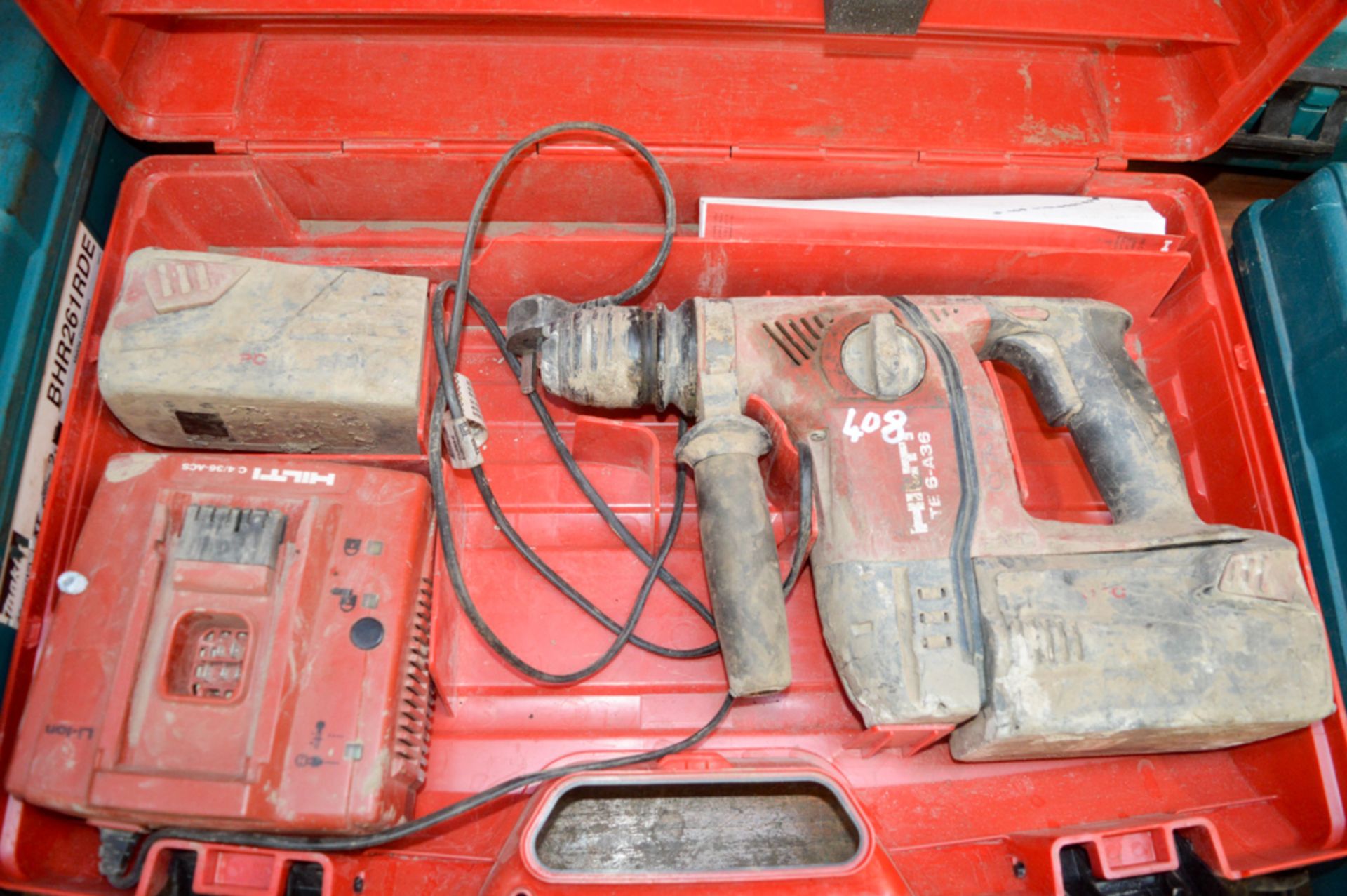 Hilti 36v cordless SDS rotary hammer drill c/w 2 batteries, charger & carry case