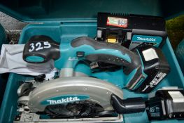 Makita 18v cordless circular saw c/w 2 batteries, charger & carry case A623760