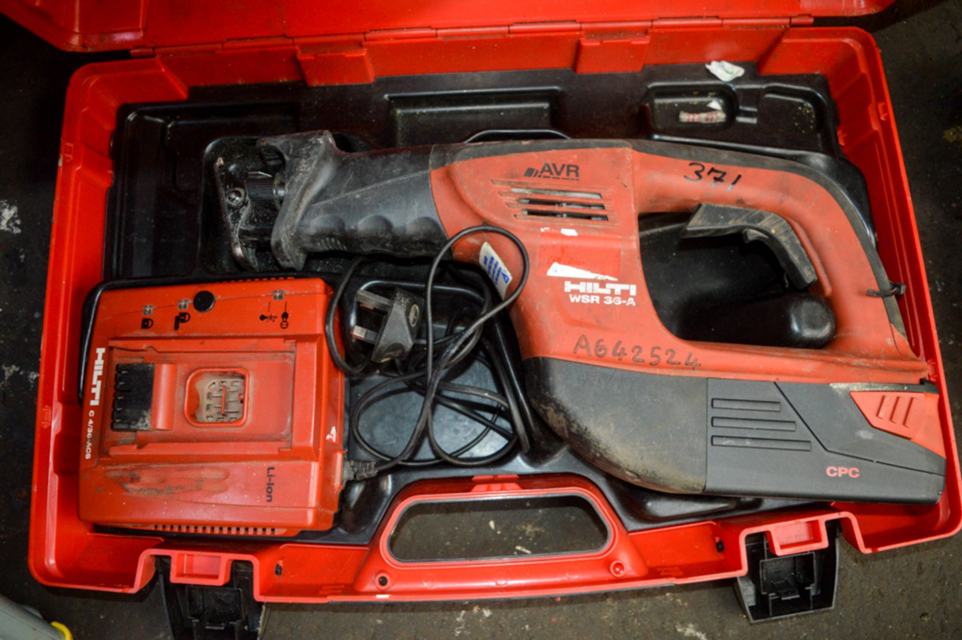Hilti WSR 36-A 36 volt cordless reciprocating saw c/w battery, charger & carry case A642524