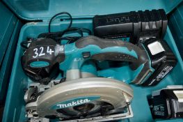 Makita 18v cordless circular saw c/w 2 batteries, charger & carry case A612393