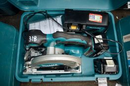 Makita 18v cordless circular saw c/w 2 batteries, charger & carry case A631207