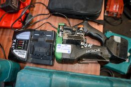 Hitachi 14.4 volt cordless re-bar cutter c/w 2 batteries & charger BEHSC017H