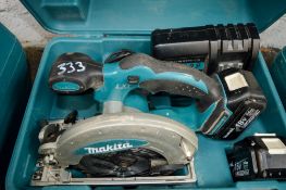 Makita 18v cordless circular saw c/w 2 batteries, charger & carry case A636301