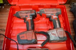 2 - Hilti cordless impact wrenches c/w battery & 1 carry case **No charger**