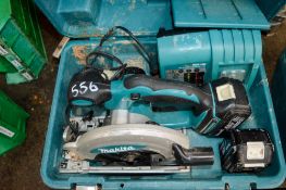 Makita 18v cordless circular saw c/w 2 batteries, charger & carry case P45999
