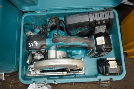 Makita 18v cordless circular saw c/w 2 batteries, charger & carry case A628455