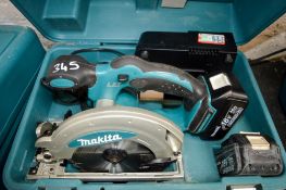 Makita 18v cordless circular saw c/w 2 batteries, charger & carry case A623759