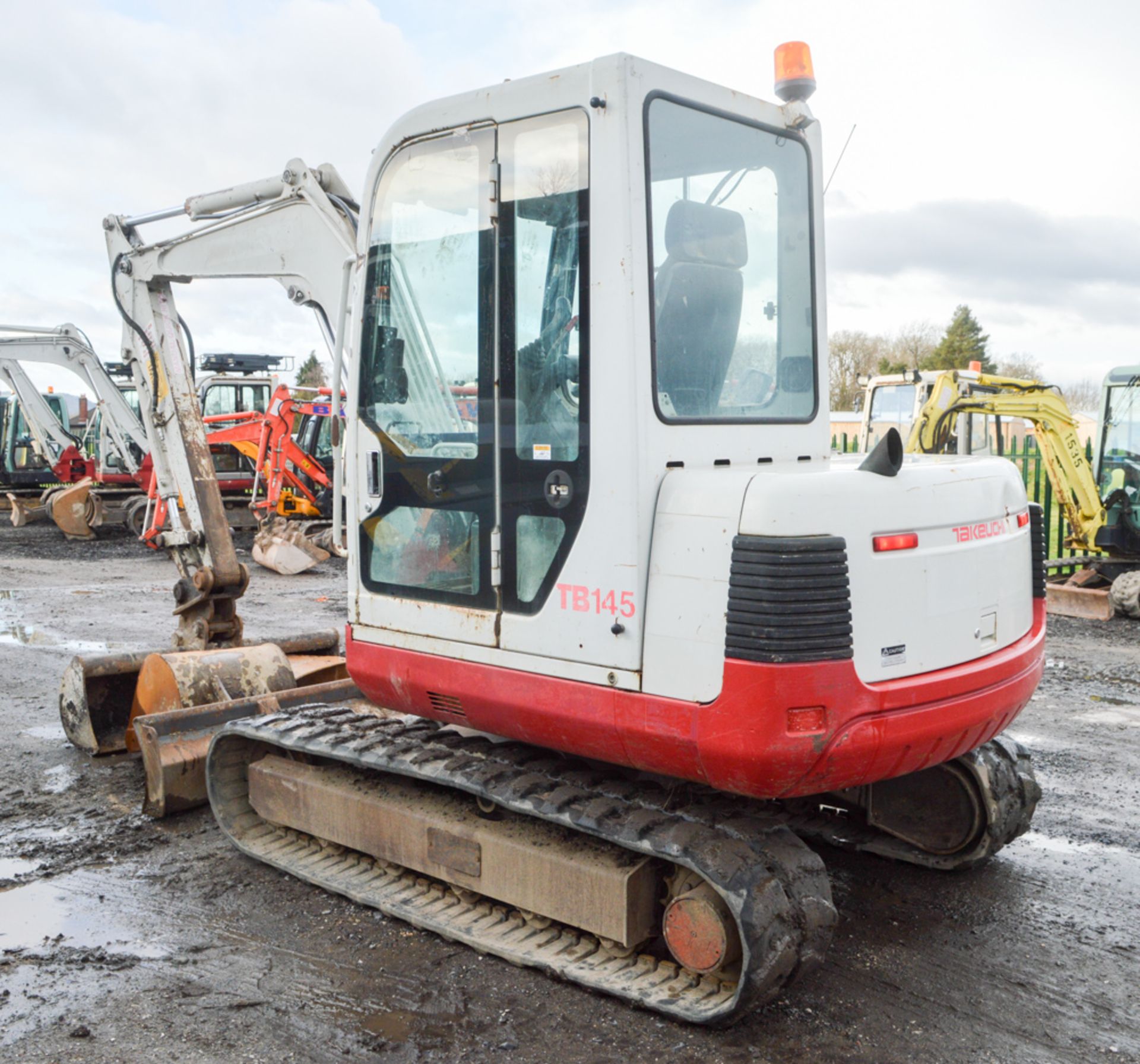 Takeuchi TB145 4.5 tonne rubber tracked excavator Year: 2008 S/N: 18629 Recorded Hours: 6911 - Image 2 of 11