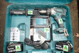 Makita 18v cordless power drill c/w 2 batteries, charger & carry case 09933