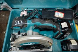 Makita 18v cordless circular saw c/w 2 batteries, charger & carry case A617974